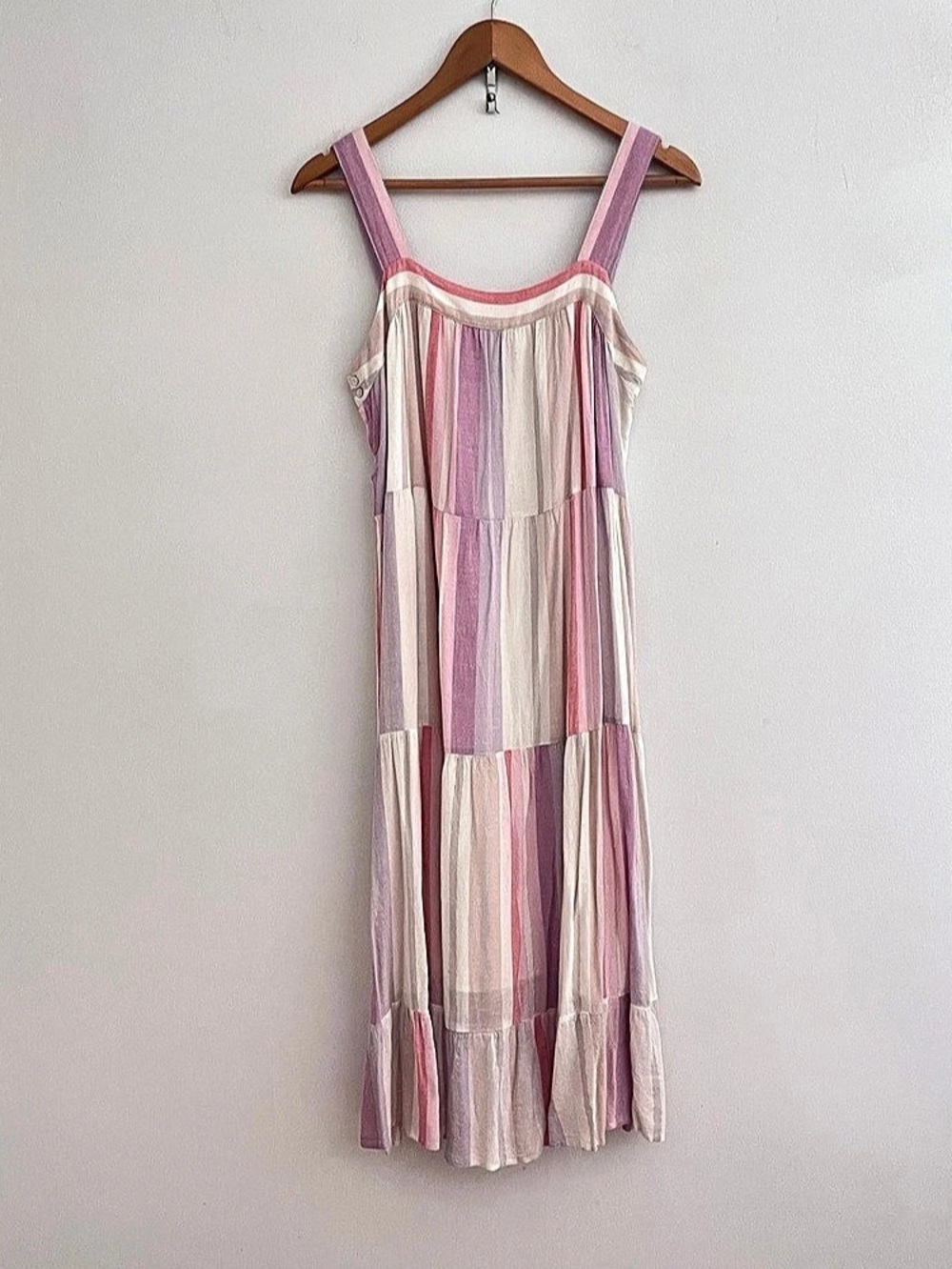 Rails Amaya Juliette Stripe Striped Midi Dress in Pink & White Size Small